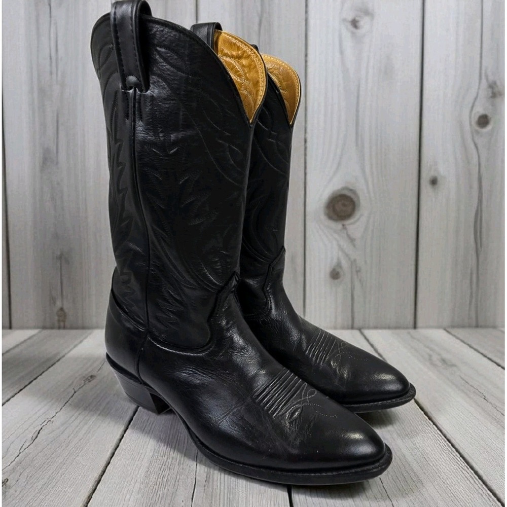 Vintage Nocona Cowboy Boots Men's 8 EEE Wide Black Leather 20725 USA Made EUC